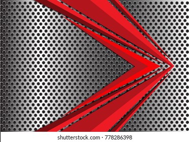 Abstract red arrow speed on metal circle mesh design modern futuristic background vector illustration.