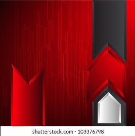 Abstract red arrow tamplate, metallic effect