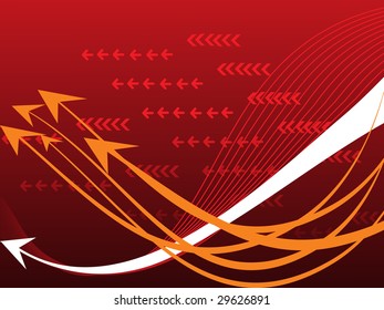 abstract red arrow and wave background