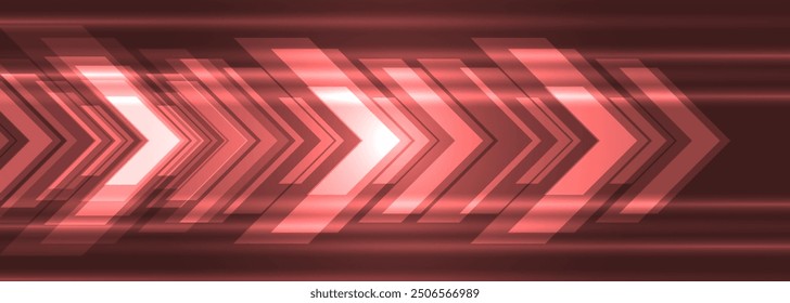 Flechas rojas Abstractas Concepto de fondo de tecnología futurista Movimiento de alta velocidad. Flechas digitales de alta tecnología de movimiento dinámico rojo. Ilustración vectorial