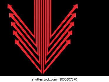 Abstract red arrows symbol direction on black blank spacedesign modern futuristic vector illustration.