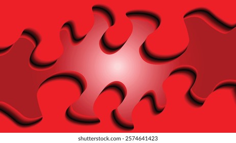 An abstract red artwork featuring a puzzle piece design with a vibrant gradient at the center.