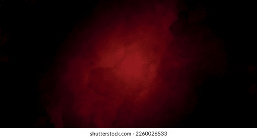 abstract red backdrop grunge vector background horror style. Red paper with bright center spotlight and black vignette border frame with vintage grunge background texture