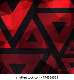 Abstract red backdrop with polygon shapes. Vector geometric background.