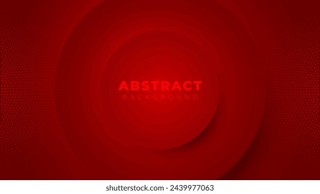 Abstract red background with 3d circle shadow papercut layer and halftone effect