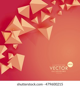 abstract red background with 3d polygon shapes