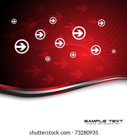 Abstract red background with arrows. Clip-art