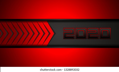 Abstract red background, arrows design, vector illustration