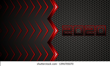 Abstract red background, arrows design, vector illustration