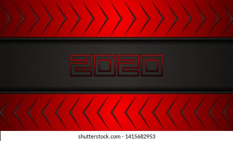 Abstract red background, arrows design, vector illustration