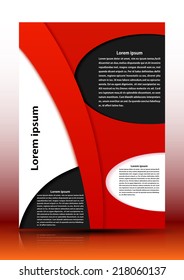 Abstract red background with a banner of geometric elements. Vector illustration. 