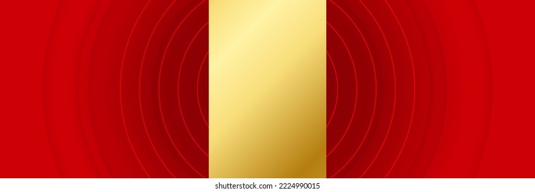 Abstract red background banner with golden lines. Luxurious red abstract overlap background. Abstract wavy luxury red and gold background. Modern template deluxe design. Vector illustration