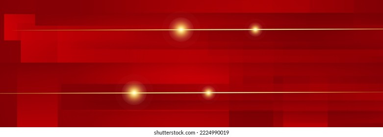 Abstract red background banner with golden lines. Luxurious red abstract overlap background. Abstract wavy luxury red and gold background. Modern template deluxe design. Vector illustration