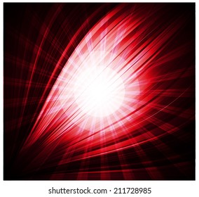 Abstract red background Beautiful rays of light