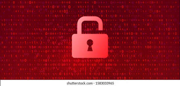 Abstract Red Background with Binary Code Numbers. Data Breach, Malware, Cyber Attack, Hacked Concept