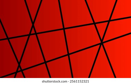 Abstract Red Background With Black Intersecting Lines and a modern Geometric Pattern that conveys energy, intensity and style.