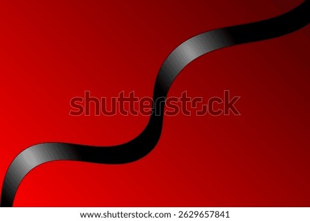 Abstract red background with black ribbon in the form of waves. Vector illustration of background