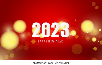 Abstract Red background bokeh light for vector magic holiday happy new year 2023 poster design