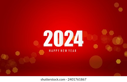 Abstract Red background bokeh light for vector magic holiday happy new year 2024 poster design