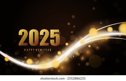 Abstract Red background bokeh light for vector magic holiday happy new year 2025 poster design