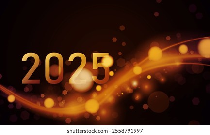 Abstract Red background bokeh light for vector magic holiday happy new year 2025 poster design