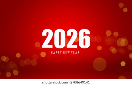 Luz bokeh de fondo rojo Abstractas para vacaciones mágicas de Vector feliz año nuevo 2026 diseño de póster