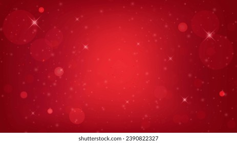 Abstract red background with bokeh lights and stars. Vector illustration Christmas and New Year holidays template.
