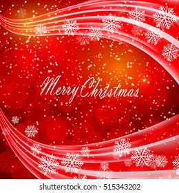 Abstract red background with bokeh and snowflakes Christmas