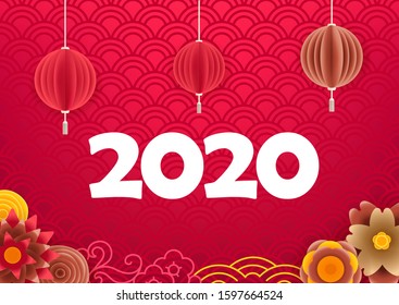 Abstract red background for chinese new year holiday. 2020 year concept