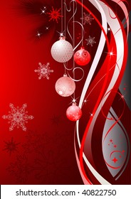 Abstract red background with Christmas balls