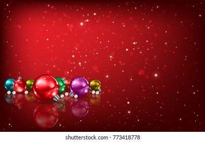 Abstract red background with Christmas decorations