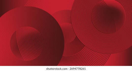 Fundo vermelho abstrato com círculos. Aplicável para cartão de presente, Cartaz na parede cartaz banner moderno. Fundo abstrato vermelho com formas dinâmicas composição simples


