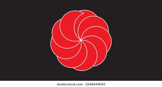 Abstract red background with circles. Dynamic shapes composition.