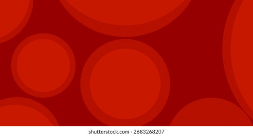 Abstract red background with circles. Dynamic shapes composition. Vector illustration