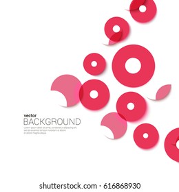 Abstract red background with circles. Overlapping Geometric Circles Design Background