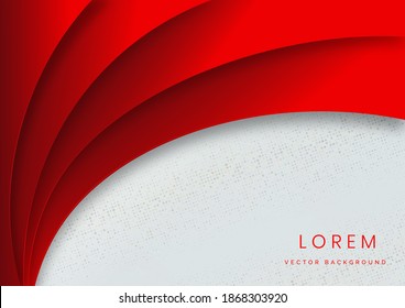 Abstract red background curve line layer on white space for text. Vector illustration