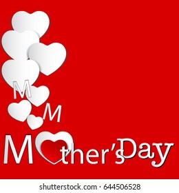 abstract red background with cut paper heart. Vector illustration