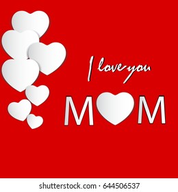 abstract red background with cut paper heart. Vector illustration