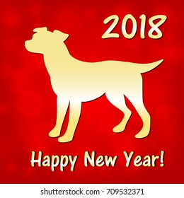 Abstract red background with a dog