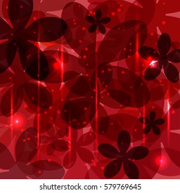 abstract red background with flowers. not seamless