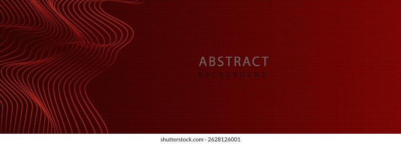 Fundo vermelho abstrato com linhas fluindo para conceito futurista. Ondas dinâmicas. ilustração vetorial.