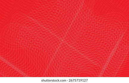 Abstract red background with flowing lines and digital wave design