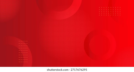 Abstract Red Background with Geometric Circles and Halftone Patterns