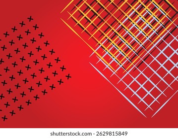 Abstract red background with geometric shapes. Vector illustration in flat style. Design element for poster, card, banner, flyer.