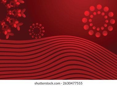Abstract red  background with geometric shapes. Vector illustration in flat style. Design element for poster, card, banner, flyer.