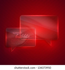 abstract red background with glass transparent speech bubbles