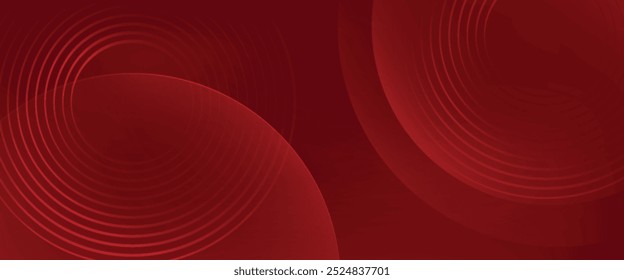Abstract red background with glowing curve lines. Modern shiny red gradient geometric circle lines pattern. Futuristic concept.
