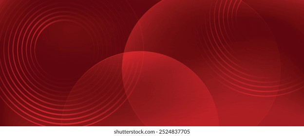 Abstract red background with glowing curve lines. Modern shiny red gradient geometric circle lines pattern. Futuristic concept.