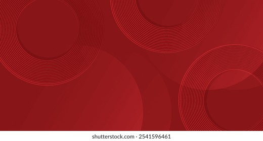 Fondo rojo Abstractas con líneas de curva brillantes. Modelo geométrico rojo brillante moderno de las líneas del círculo. Concepto futurista. Traje para el Anuncio, folleto,