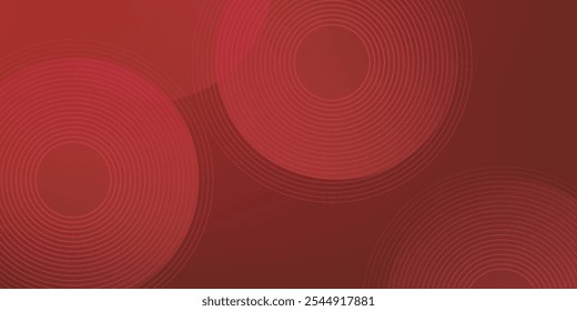 Fundo vermelho abstrato com linhas de curva brilhantes. Padrão moderno de linhas de círculo geométrico gradiente vermelho brilhante. Conceito futurista. Terno para banner, brochura, cartaz, apresentação, capa, site